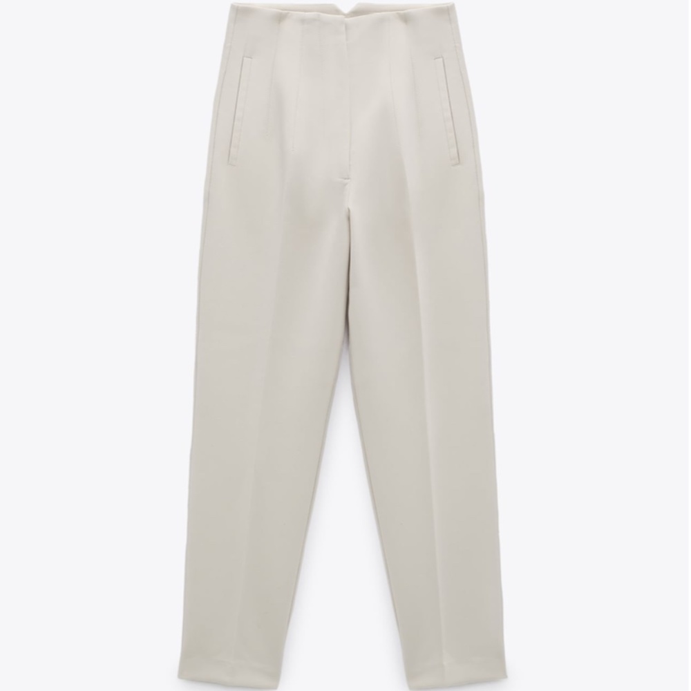 ZARA High-waisted pants in oyster white